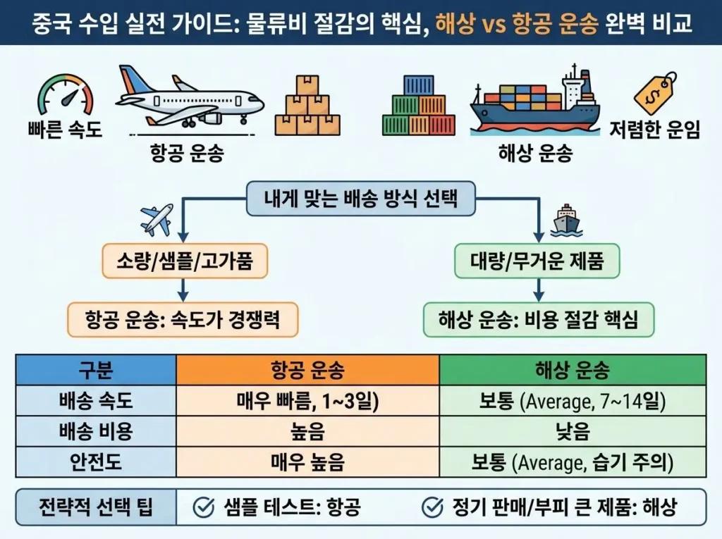 물류비 절감의 핵심, 해상 vs 항공 운송 완벽 비교 이미지