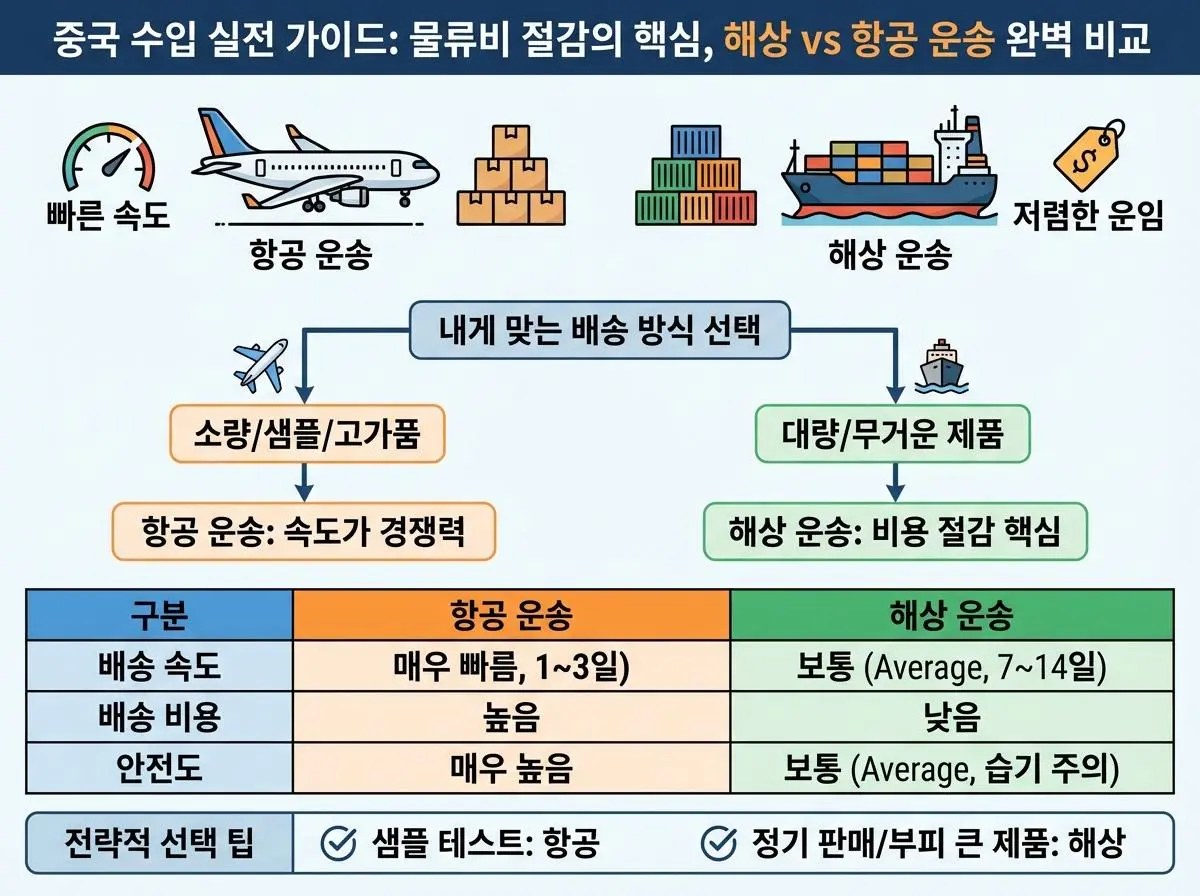 (Logistics Cost) 수입 물류비 절감의 핵심, 해상 vs 항공 운송 완벽 비교 이미지