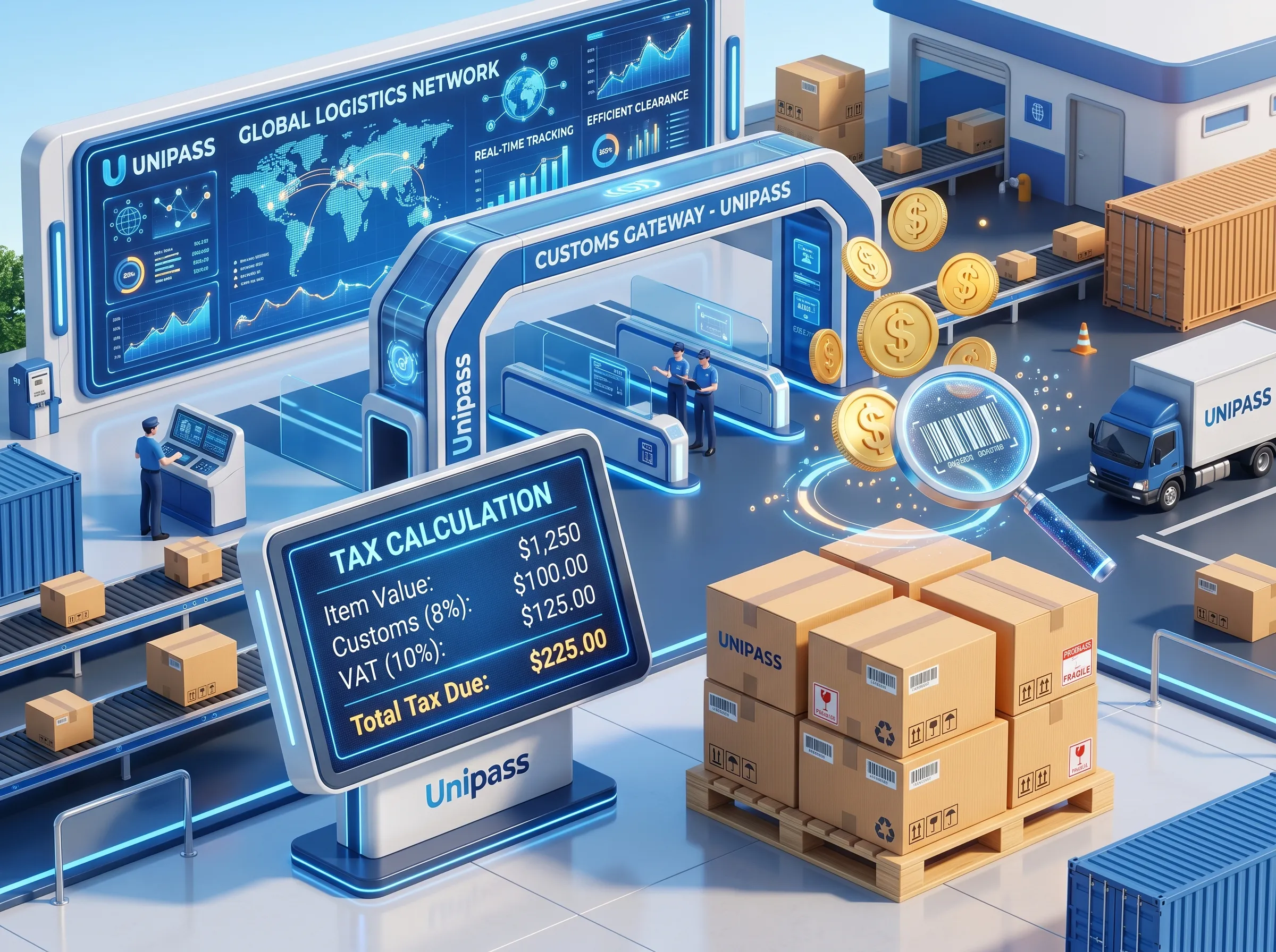 (Customs Duty)관세.부가세 계산법과 통관흐름을 설명한 이미지